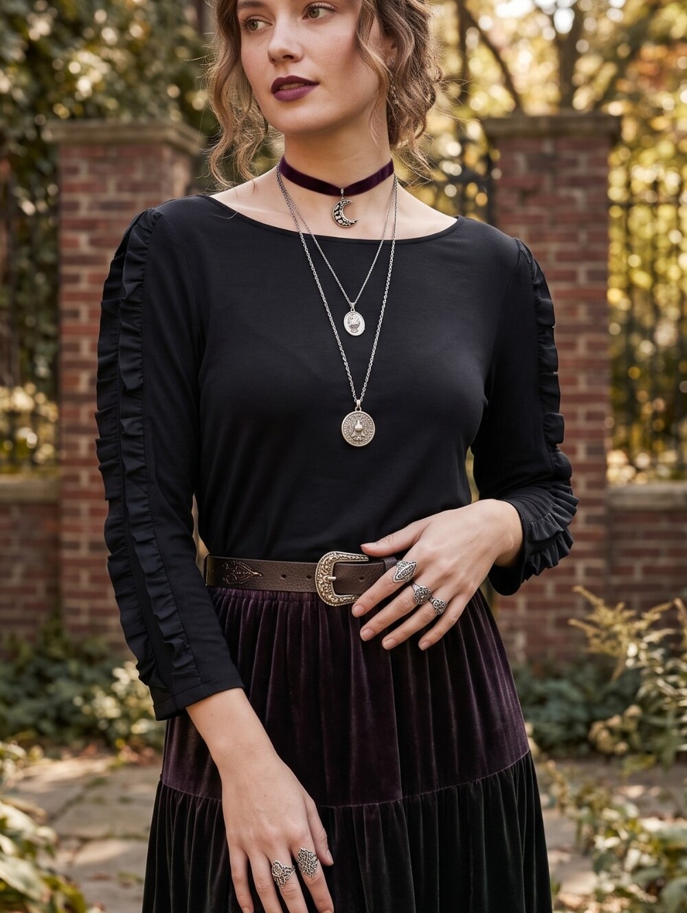 TRISTAN Black Ruffle Sleeve Top Boatneck Whimsigoth Dark Romance Romantic Goth